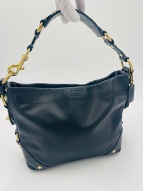 Coach 10615 Black Leather Carly Hobo Bag with Gold Hardware